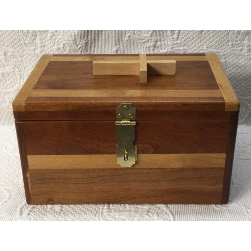 Handmade Wood Cremation Urn Study Made In USA Solid Wood Brass Hardware Adult